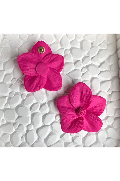 ACCESSORY Fuchsia Flower Earrings Polymer Clay Design Earrings