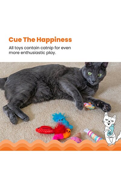 PetStages Catstages Kitty Sweet Treats Candy-Shaped Catnip Cat Chew Toy 6-Pack