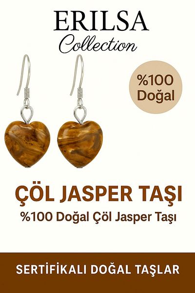 Erilsa Certified Heart Model Desert Jasper Stone Earrings – Stone of Power, Balance and Protection