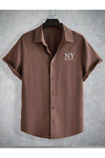 woonkey ΑΝΔΡΙΚΟ ΚΟΝΤΟΜΑΝΙΚΟ ΠΟΥΚΑΜΙΣΟ NY PRINTED SHIRT TREND MODEL