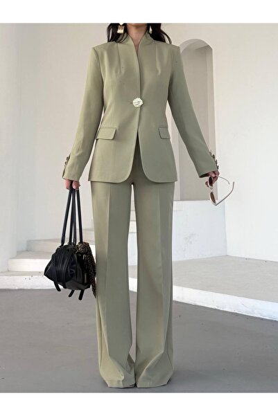 Ekim Store Set de sacou dublu auriu cu un singur nasture