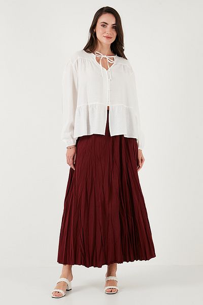 Lela Modest Cotton Blend Regular Fit Wrinkled Look Long Hijab Skirt Skirt 6698042
