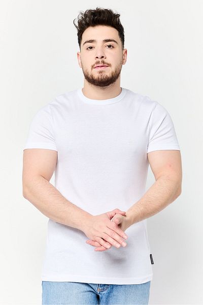 French Connection Men 3 Pack Crew Neck Short Sleeve Brand Logo T-shirt, White