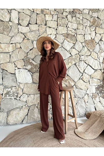 hiraz fashion Women's Turquoise Fabric Shirt Set