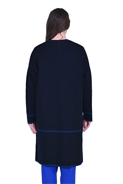 Invee Invee 7076 Wool Blended Navy Blue Cardigan
