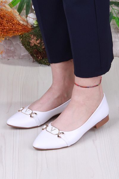 fort 01-627 Soft Buckle Detailed Comfortable Women's Ballerinas