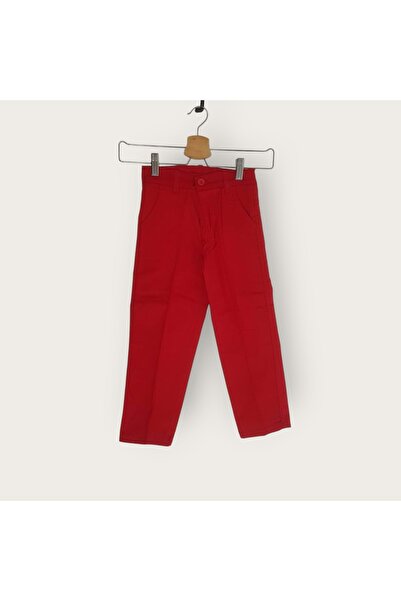 Mnk Gabardin Fermuarlı Cepli Çocuk Pantolon KIRMIZI