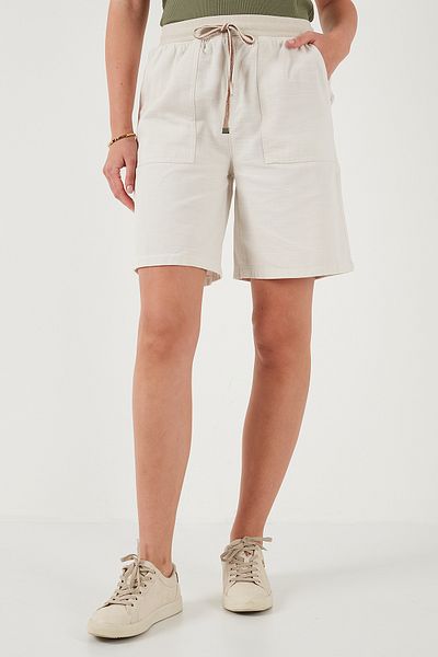 Lela Cotton Relaxed Fit High Waist Pocket Mini Shorts Shorts 668Yp5384