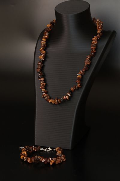 CessNova Certified 100% Original Cracked Natural Stone Necklace and Bracelet Set