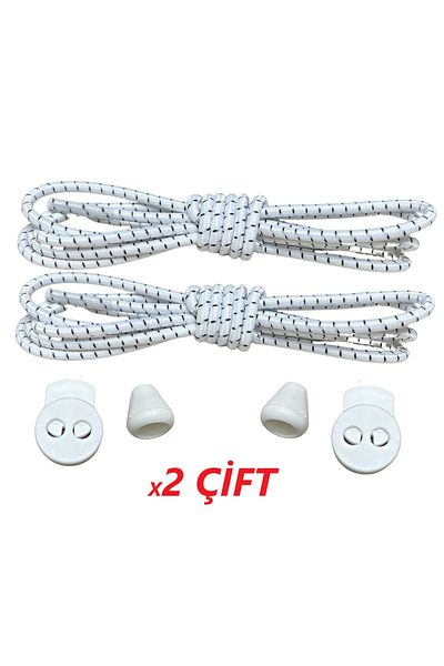 Mawrond 2Pairs--Round Laces, Lock-And-Release, No Tie Needed , 100cm, Elastic Shoelaces