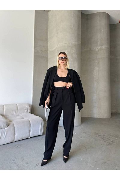 Kinzi Women S High Waist Stylish Black Pants - Classic and Modern Style