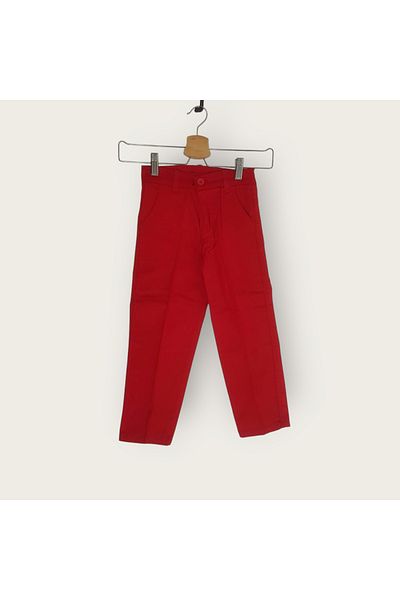 Mnk Gabardine Zipper Pocket Kids Trousers Red