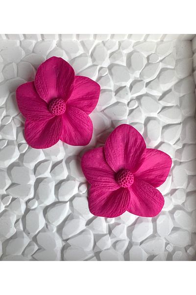 ACCESSORY Fuchsia Flower Earrings Polymer Clay Design Earrings