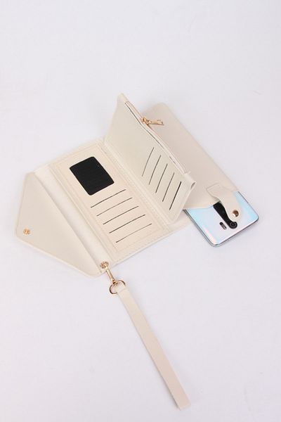 MILANOFOX Hand Strap Phone and Coin Compartment Envelope Model Soft Leather Multi Compartment Card Holder Wallet