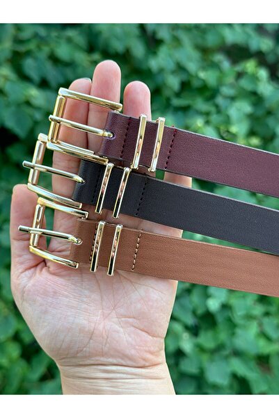 NOİR LUXE حزام نوير لوكس ذهبي بإبزيم بدون خياطة باللون الأسود