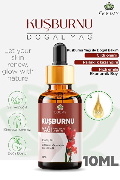 GOOMY Kuşburnu Çiçeği Yağı Soğuk Sıkım %100 Doğal Bitkisel Sabit Yağ Rosehip ...