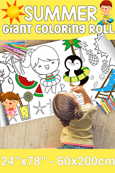 Little One ورق تلوين صيفي عملاق - بكرة تلوين لأطفال المزرعة - لفة ورق رسم عمل...