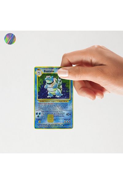 Huggy Craft Blastoise Hologram Pokemon Shiny Card Sticker Skin (High Quality)