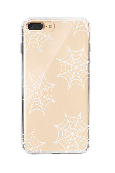 moonset Iphone 7 Plus / 8 Plus Uyumlu Örümcek Ağ Tasarımlı Baskılı Şeffaf Tel...