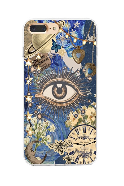 moonset Iphone 7 Plus / 8 Plus Uyumlu Göz Tasarımlı Baskılı Şeffaf Telefon Kı...