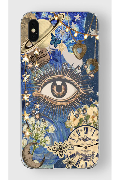 moonset Iphone X / XS Uyumlu Göz Tasarımlı Baskılı Şeffaf Telefon Kılıfı