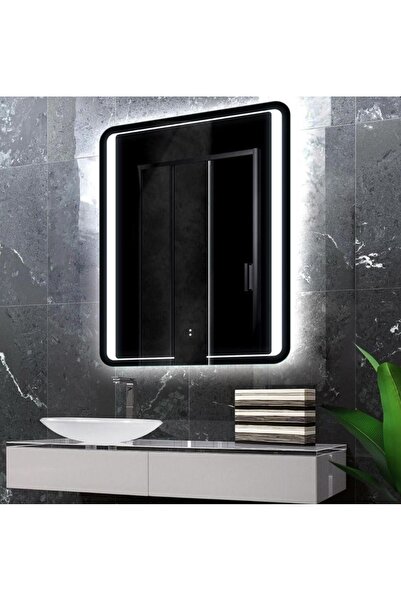 MGS GROUP 80x60 Cm Beyaz Salon Duvar , Boy Duvar Aynası Ledli Kumlamalı Boy A...