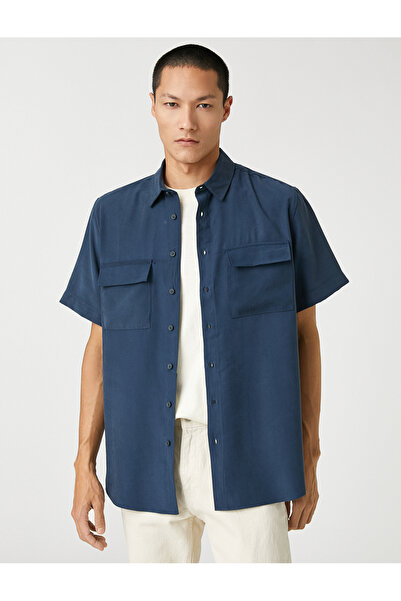 Koton Basic Shirt Classic mandzsetta gallér rövid ujjú zseb részletes