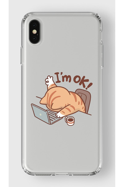 moonset Iphone XS Max Uyumlu Sevimli Kedi Tasarımlı Baskılı Şeffaf Telefon Kı...