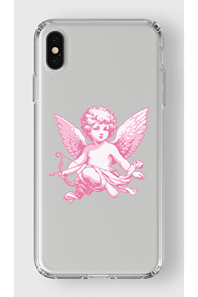 moonset Iphone X / XS Uyumlu Melek Tasarımlı Baskılı Şeffaf Telefon Kılıfı