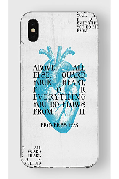 moonset Iphone X / XS Uyumlu Kalp Kolaj Tasarımlı Baskılı Şeffaf Telefon Kılıfı