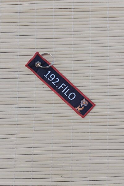 İZMİR ASKERİ MALZEME 192. سلسلة مفاتيح من القماش المطرز باللون الأحمر والأبيض...