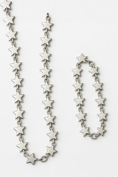 MakeWell Heart Star Butterfly Design Silver Color Necklace and Bracelet Sets