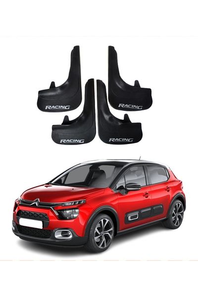 SONİKON LİNE Citroen C3 2015-2022 Compatible Racing Written 4-Piece Dust Cover Mudguard Mudguard Modified