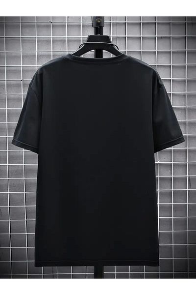 modaserdem Printed Oversize Crew Neck T-Shirt - Black