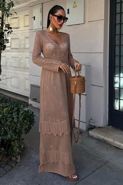 TUA MODA Tua Moda Ethnic Dress with Button Detail and Fold Skirt 2859