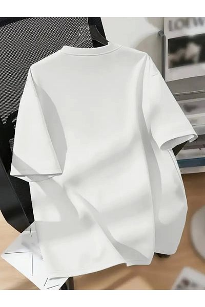 modaserdem Tricou oversize cu decolteu cu imprimeu - alb