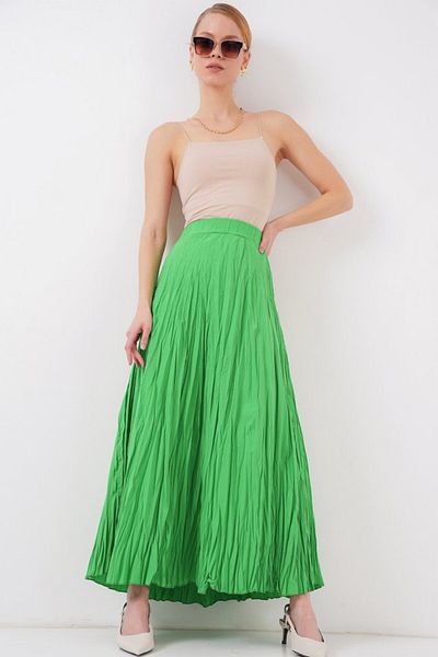 JANES Fusta lungă șifonată 8042 - verde