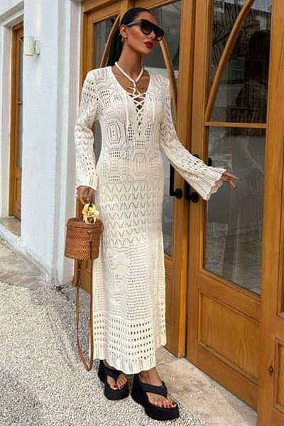 modaserdem Birit Detailed Openwork Dress 2838