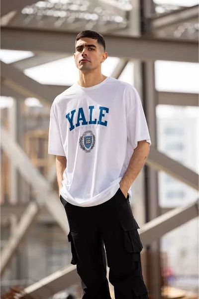 JANES Μπλουζάκι Unisex Crew Neck Printed Oversize - Λευκό