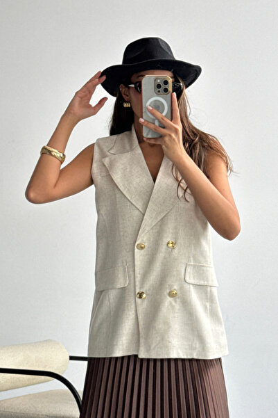 JANES ЗОЛОТА КНОПКА ЛЬНЯНИЙ ЖАКЕТ - Сирий