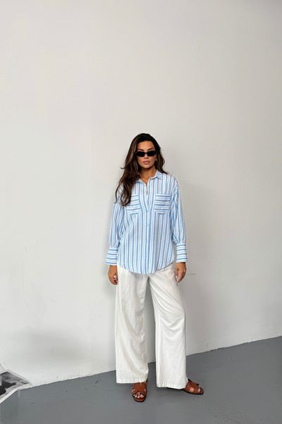 MODAVERA Striped Shirt - Blue