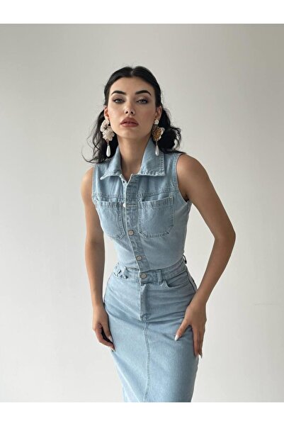 TUA MODA Tua Moda Meldia Jean Zero Sleeve Dress