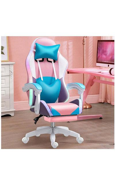 COOYA Gaming Office Chair,with Lumbar Support,Vintage Style,PU Leather,High Back Adjustable,with Footrest