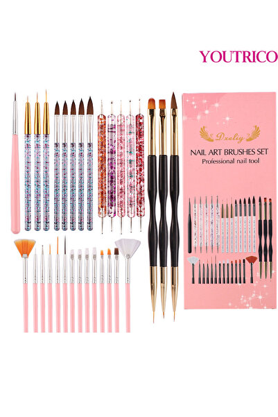 Youtrico مجموعة فرش مكياج وقلم فني للأظافر من 31 قطعة وأدوات مانيكير