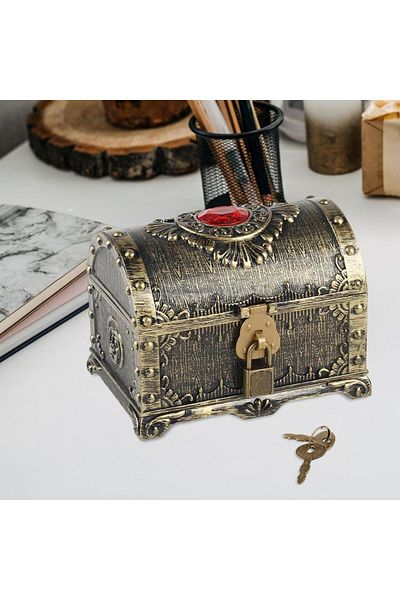 Kesoto Bronze Pirate Treasure Box Props Pirate Chest Storage Box for Kids Adults Candy Cookies Boxes Weddin
