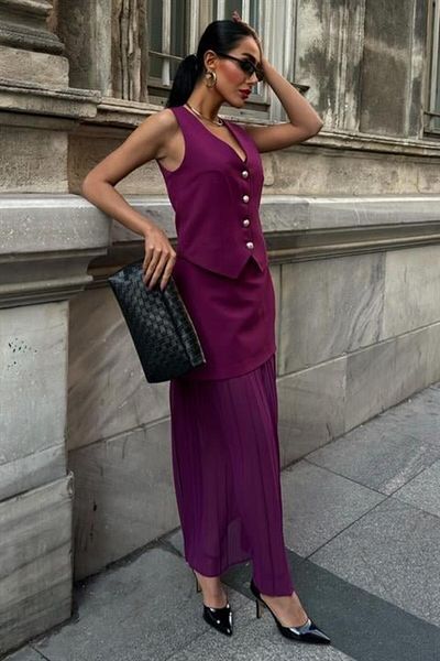 MRA Fashion Premium Suit with Vest and Pleated Skirt 10096