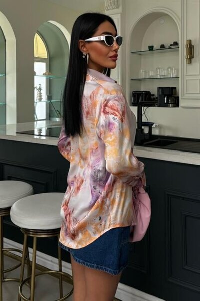 Nnstartshopping Batik Patterned Satin Shirt 3409