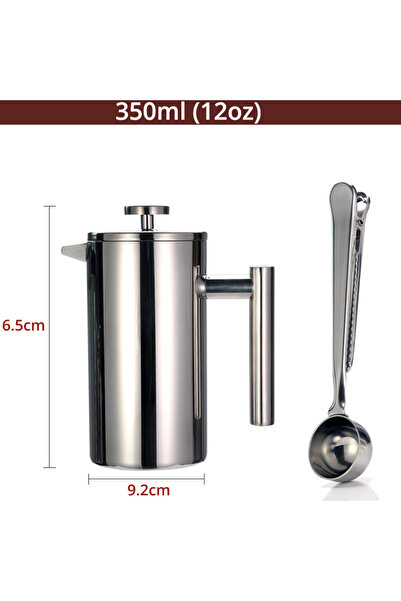 Choice 350ml Best French Press Coffee Maker - Double Wall 304 Stainless Steel - Keeps Brewed Coffee or Tea