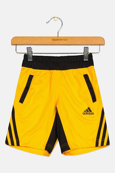 adidas Kids Boy Brand Logo Drawstring Training Shorts, Orange/Black