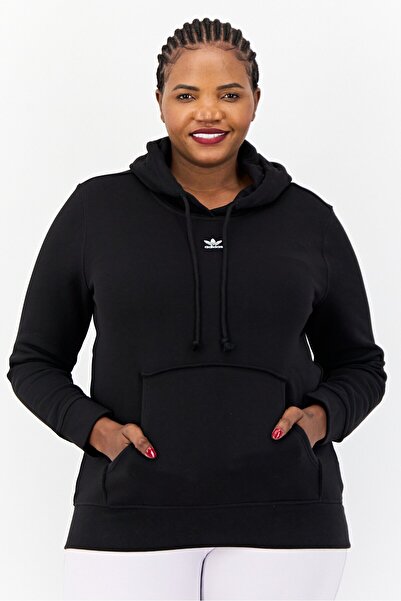 adidas سويت شيرت نسائي للخارج بأكمام طويلة ومقاس كبير، أسود